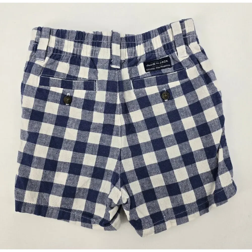 Janie and Jack Baby Boy Navy Gingham Shorts – Size 6-12 Months